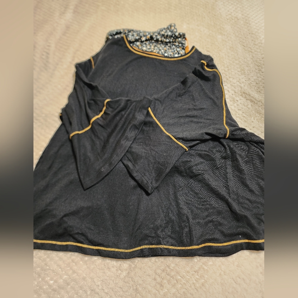 Stylish Black Top with Gold Trim - Picture 1 of 7